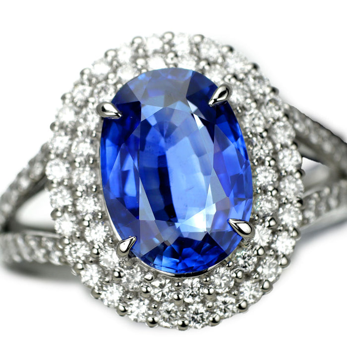 Pt900 サファイア ダイヤモンド リング 3.327ct D0.78ct