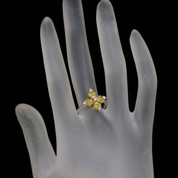 K18YG/WG カラーレス/トリートイエロー ダイヤモンド リング 0.54ct