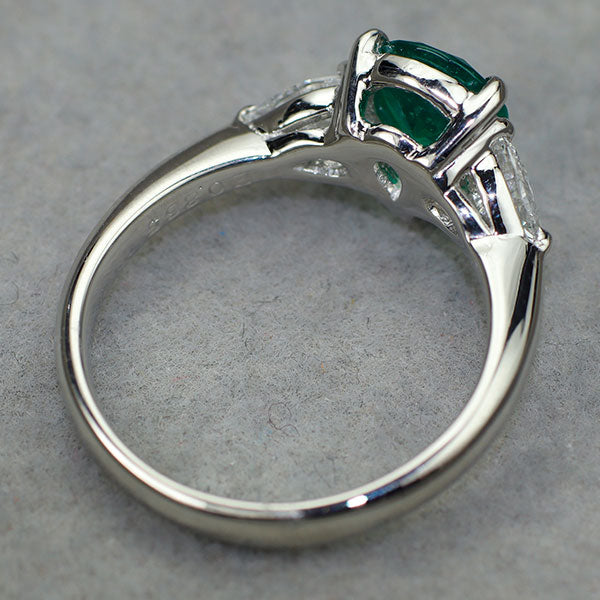 Pt900 コロンビア産 エメラルド ダイヤモンド リング 0.865ct D0.48ct