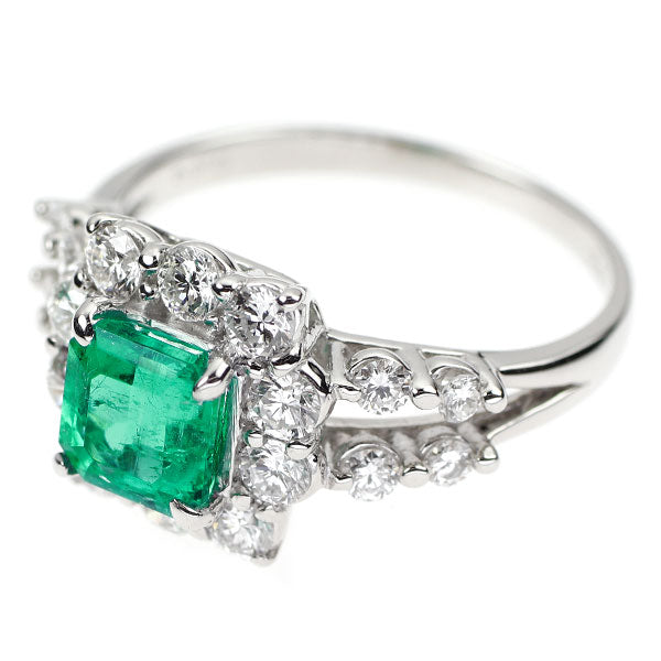 Pt900 エメラルド ダイヤモンド リング 1.123ct D0.82ct