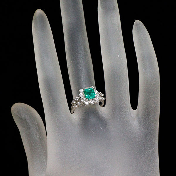Pt900 エメラルド ダイヤモンド リング 1.123ct D0.82ct
