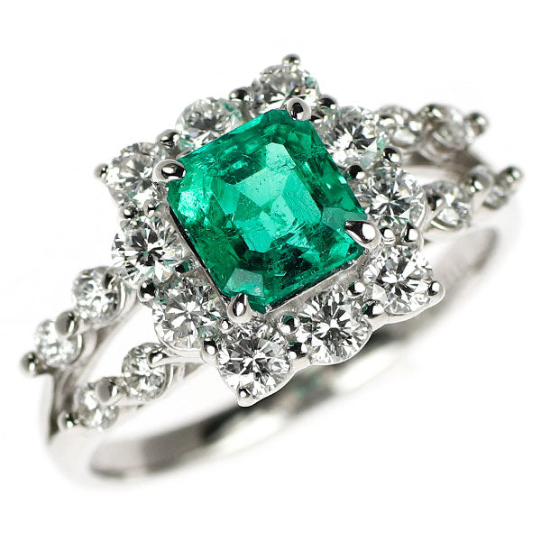 Pt900 エメラルド ダイヤモンド リング 1.123ct D0.82ct