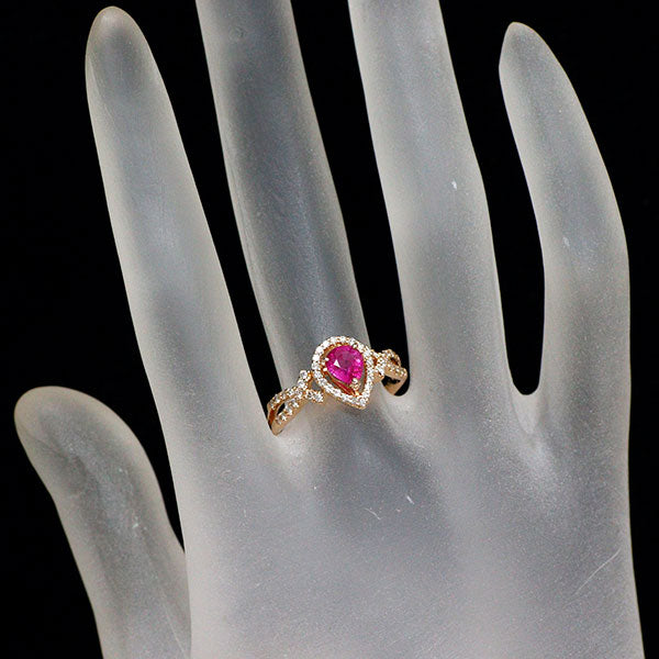 K18PG ルビー ダイヤモンド リング 0.76ct D0.27ct