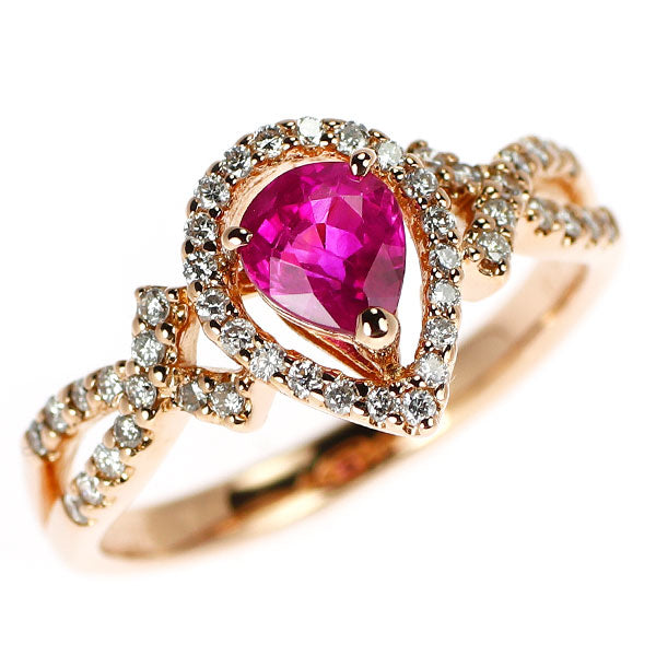 K18PG ルビー ダイヤモンド リング 0.76ct D0.27ct