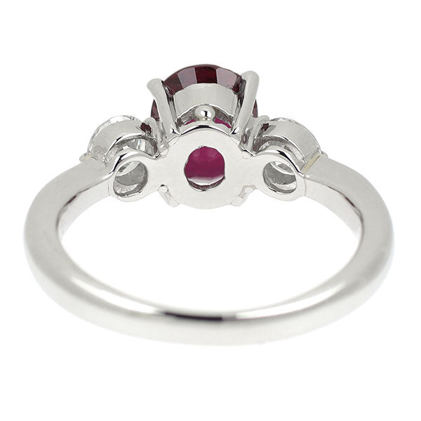 Pt900 オーバル ルビー ダイヤモンド リング 1.590ct D0.46ct