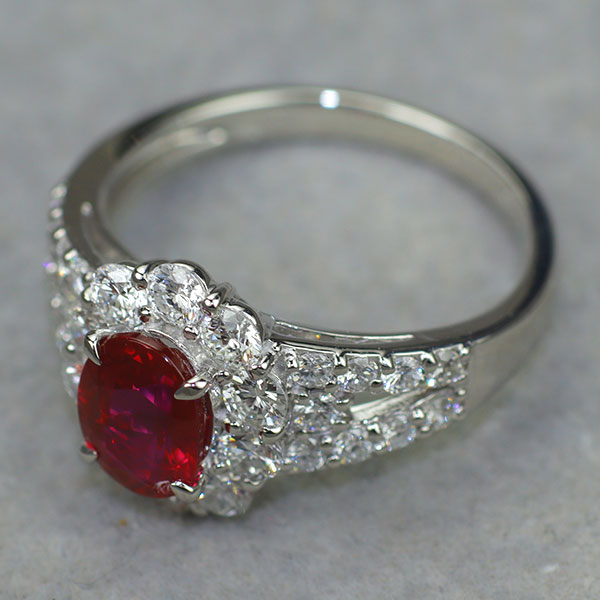 Pt900 ビルマ/ミャンマー産 ルビー ダイヤモンド リング 1.25ct D1.04ct