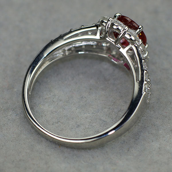 Pt900 ビルマ/ミャンマー産 ルビー ダイヤモンド リング 1.25ct D1.04ct