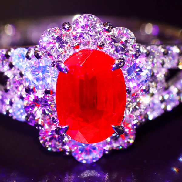 Pt900 ビルマ/ミャンマー産 ルビー ダイヤモンド リング 1.25ct D1.04ct