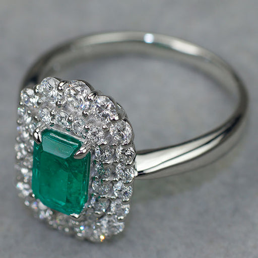 Pt900 コロンビア産 エメラルド ダイヤモンド リング 1.082ct D0.76ct