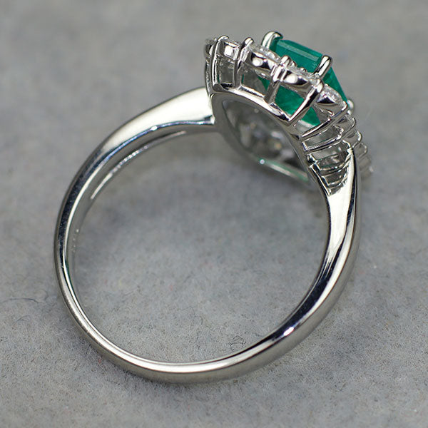 Pt900 コロンビア産 エメラルド ダイヤモンド リング 1.082ct D0.76ct