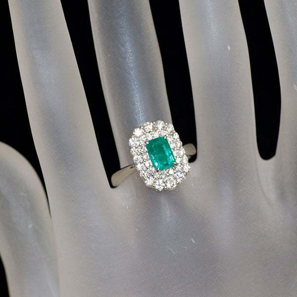 Pt900 コロンビア産 エメラルド ダイヤモンド リング 1.082ct D0.76ct