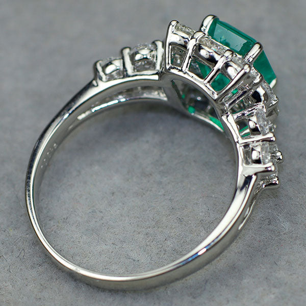 Pt900 コロンビア産エメラルド ダイヤモンド リング 1.12ct D0.78ct
