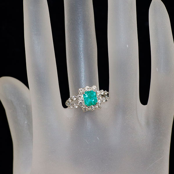 Pt900 コロンビア産エメラルド ダイヤモンド リング 1.12ct D0.78ct