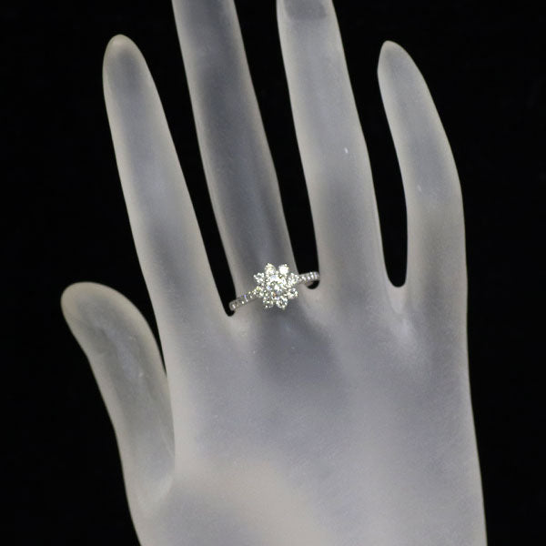 Pt950 ダイヤモンド リング 0.211ct G SI1 VG D0.55ct フラワー