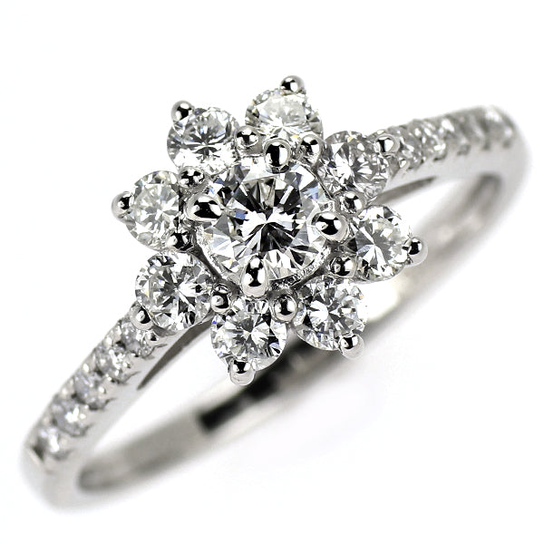 Pt950 ダイヤモンド リング 0.211ct G SI1 VG D0.55ct フラワー