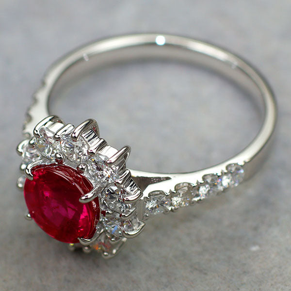 Pt900 ミャンマー/ビルマ産ルビー ダイヤモンド リング 1.692ct D0.79ct