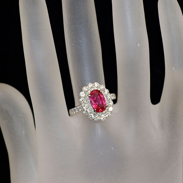 Pt900 非加熱 ルビー ダイヤモンド リング 1.922ct D0.98ct