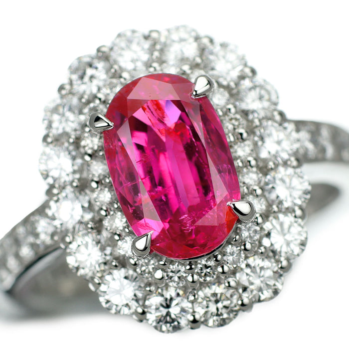 Pt900 非加熱 ルビー ダイヤモンド リング 1.922ct D0.98ct