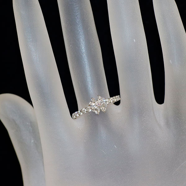Pt900 天然ピンク ダイヤモンド リング 0.015ct D0.713ct クローバー