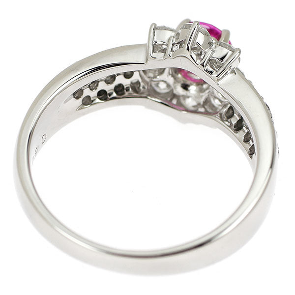 Pt900 ピンクサファイア ダイヤモンド リング 0.438ct D0.90ct フラワー