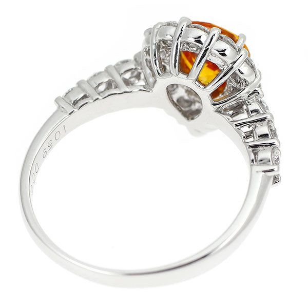Pt900 ゴールデンサファイア ダイヤモンド リング 1.059ct D0.66ct