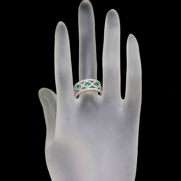 Pt900 エメラルド ダイヤモンド リング 0.25ct D1.00ct