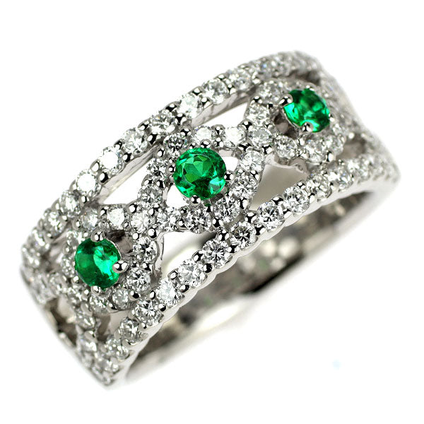 Pt900 エメラルド ダイヤモンド リング 0.25ct D1.00ct