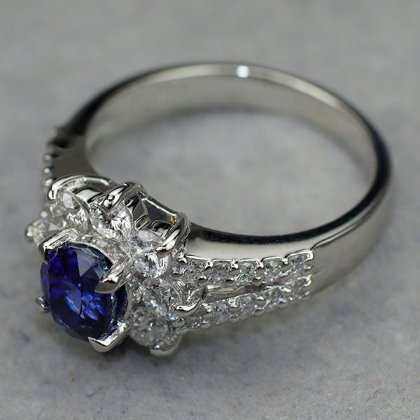 Pt900 サファイア ダイヤモンド リング 1.541ct D1.02ct