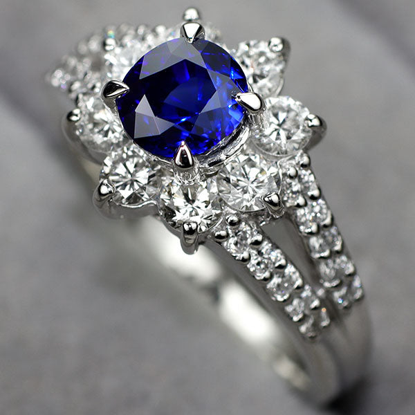 Pt900 サファイア ダイヤモンド リング 1.541ct D1.02ct