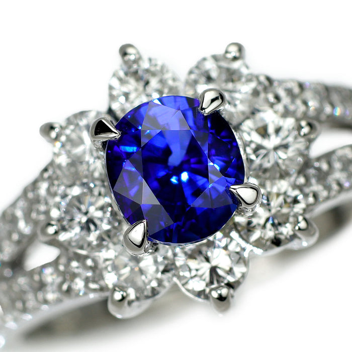 Pt900 サファイア ダイヤモンド リング 1.541ct D1.02ct