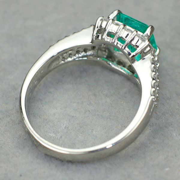 Pt900 エメラルド ダイヤモンド リング 1.292ct D0.64ct