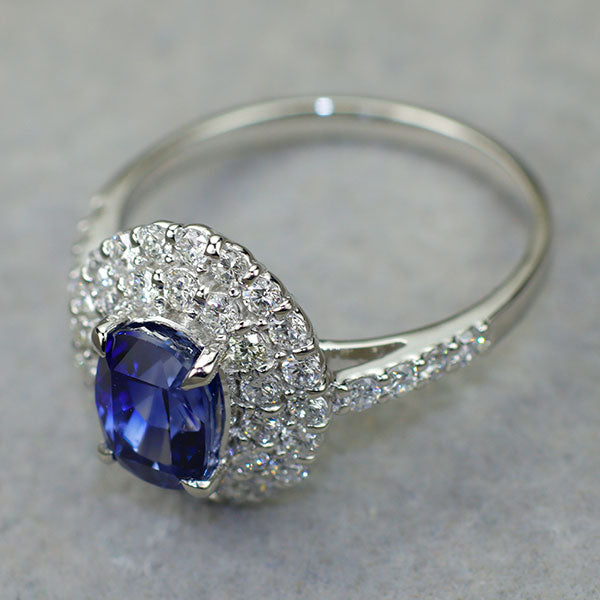Pt900 スリランカ産ロイヤルブルーサファイア ダイヤモンド リング 2.19ct D0.71ct