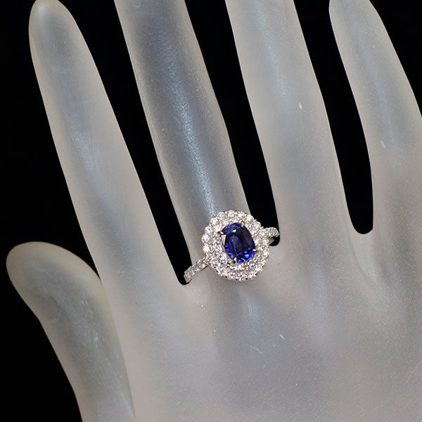 Pt900 スリランカ産ロイヤルブルーサファイア ダイヤモンド リング 2.19ct D0.71ct
