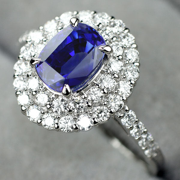 Pt900 スリランカ産ロイヤルブルーサファイア ダイヤモンド リング 2.19ct D0.71ct