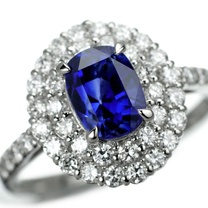 Pt900 スリランカ産ロイヤルブルーサファイア ダイヤモンド リング 2.19ct D0.71ct