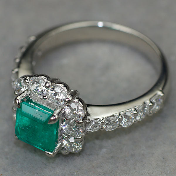 Pt900 コロンビア産 エメラルド ダイヤモンド リング 1.183ct D1.11ct