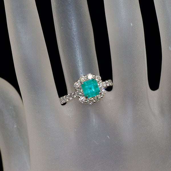 Pt900 コロンビア産 エメラルド ダイヤモンド リング 1.183ct D1.11ct