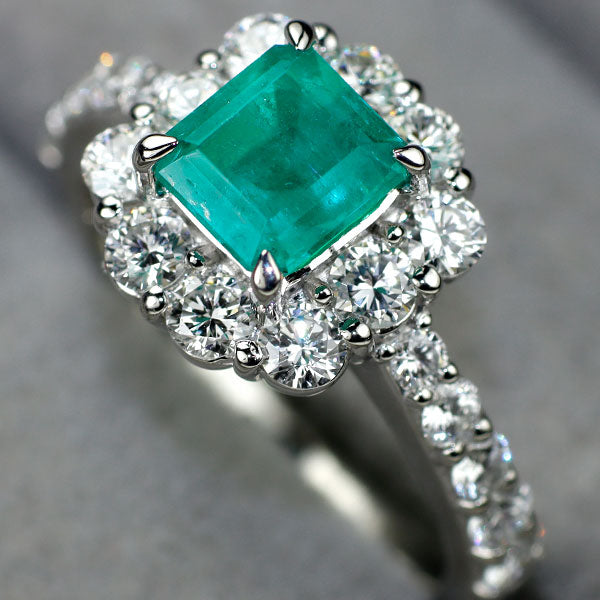 Pt900 コロンビア産 エメラルド ダイヤモンド リング 1.183ct D1.11ct