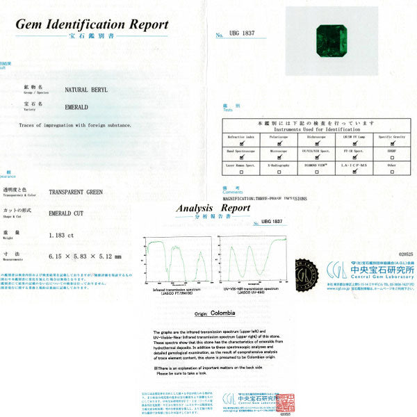 Pt900 コロンビア産 エメラルド ダイヤモンド リング 1.183ct D1.11ct