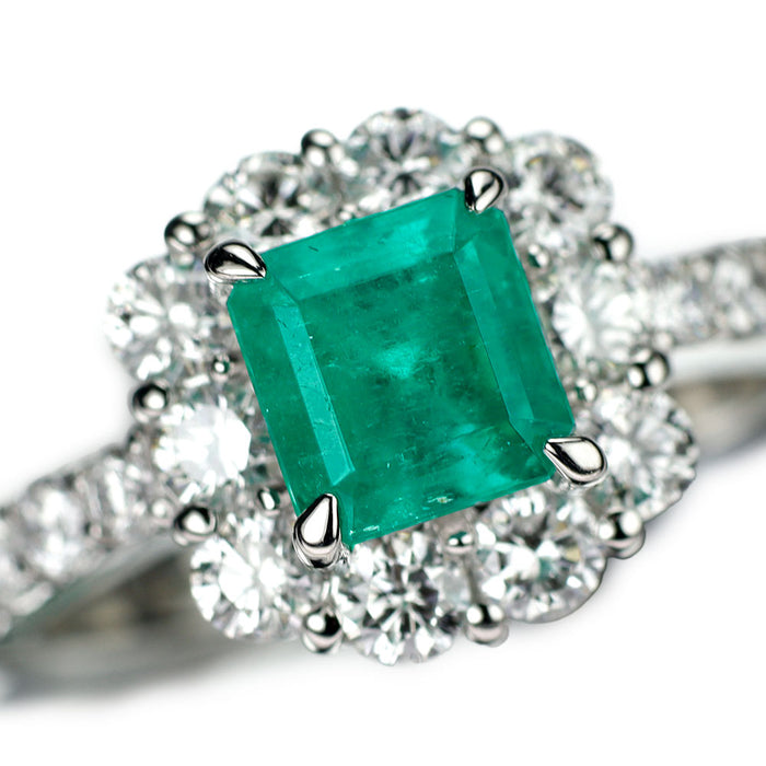 Pt900 コロンビア産 エメラルド ダイヤモンド リング 1.183ct D1.11ct
