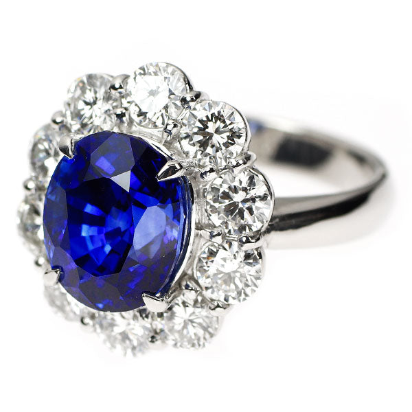 Pt900 スリランカ産 ロイヤルブルー サファイア ダイヤモンド リング 5.74ct D1.81ct