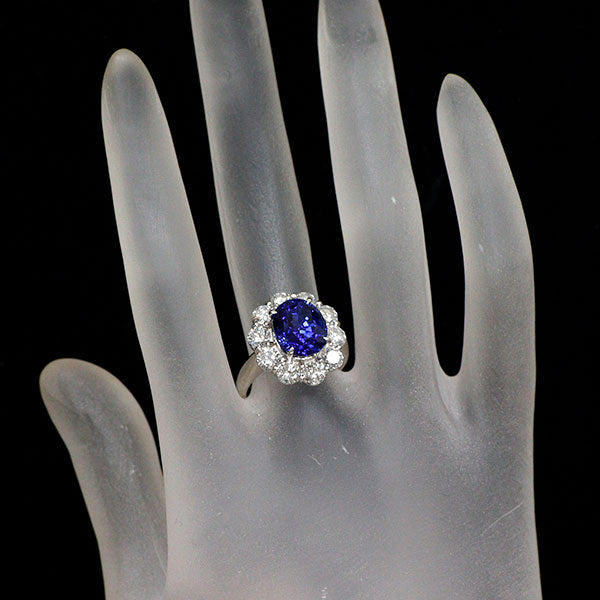 Pt900 スリランカ産 ロイヤルブルー サファイア ダイヤモンド リング 5.74ct D1.81ct