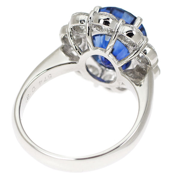 Pt900 スリランカ産 ロイヤルブルー サファイア ダイヤモンド リング 5.74ct D1.81ct