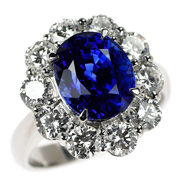 Pt900 スリランカ産 ロイヤルブルー サファイア ダイヤモンド リング 5.74ct D1.81ct