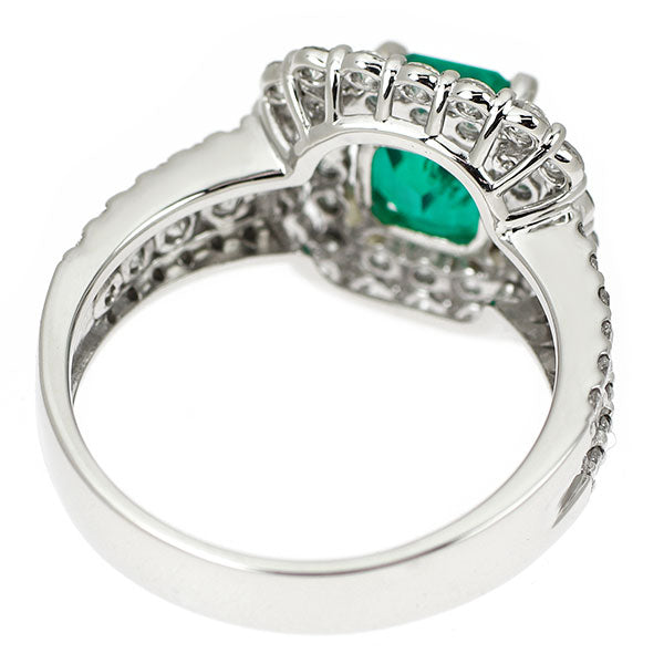 Pt900 コロンビア産   minor ムゾグリーン/オールドマイン エメラルド ダイヤモンド リング 1.58ct D1.11ct
