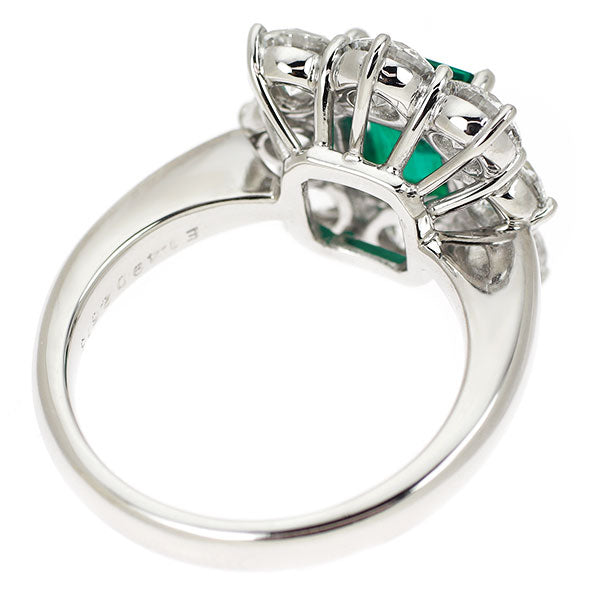 Pt900 コロンビア産  Insignificant ムゾグリーン/オールドマイン エメラルド ダイヤモンド リング 1.49ct 2.615ct 中ソ8枚付 D-F VS1-VS2 3EXHC-VG