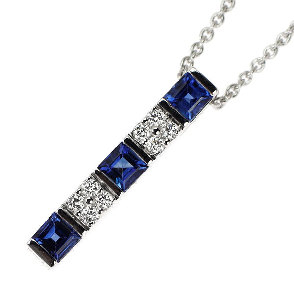 ミキモト K18WG サファイア ダイヤモンド ペンダントネックレス 0.61ct D0.10ct