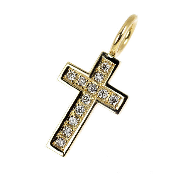SJX K18YG ダイヤモンド ペンダントトップ 0.12ct クロス