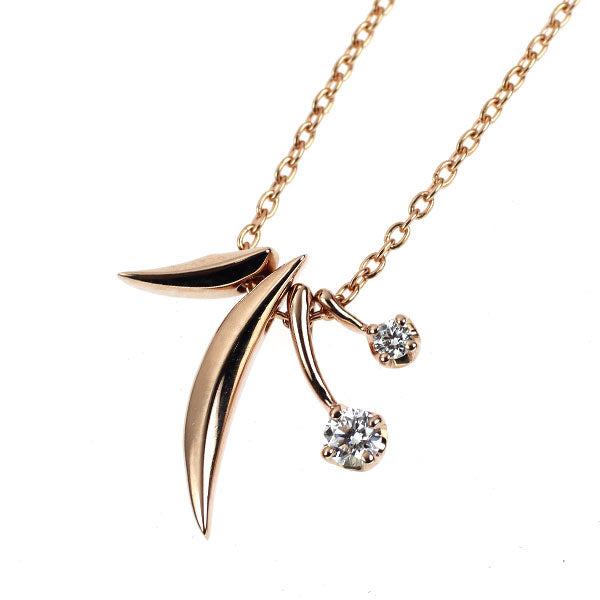 俄 K18PG ダイヤモンド ペンダントネックレス 0.08ct KOKORO 心