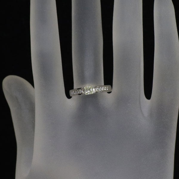 Pt900 プリンセスカット ダイヤモンド リング 0.26ct D0.12ct